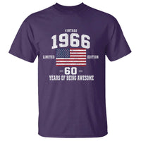 60th Birthday T Shirt Vintage 1966 Limited Edition 60 Years Of Being Awesome USA Flag