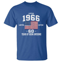 60th Birthday T Shirt Vintage 1966 Limited Edition 60 Years Of Being Awesome USA Flag