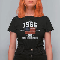 60th Birthday T Shirt For Women Vintage 1966 Limited Edition 60 Years Of Being Awesome USA Flag