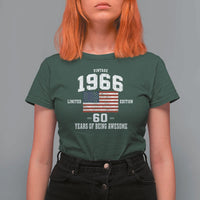 60th Birthday T Shirt For Women Vintage 1966 Limited Edition 60 Years Of Being Awesome USA Flag