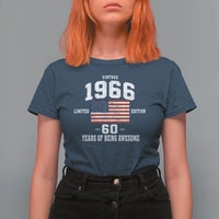 60th Birthday T Shirt For Women Vintage 1966 Limited Edition 60 Years Of Being Awesome USA Flag