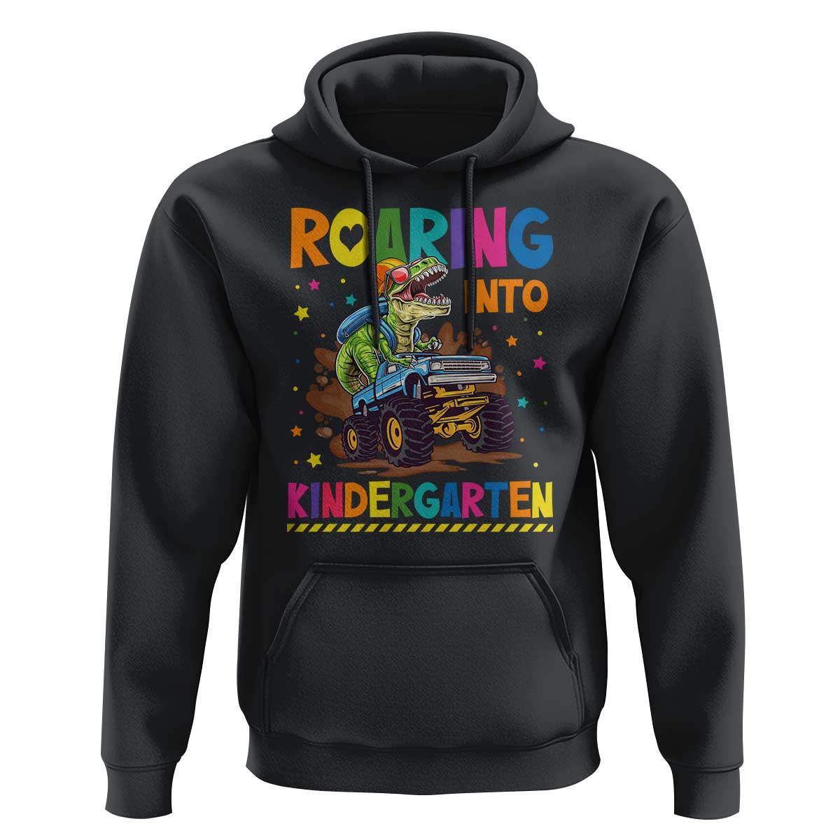 Roaring Into Kindergarten Hoodie Back to School Dinosaur T-Rex Monster Truck - Wonder Print Shop