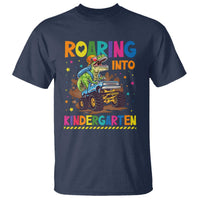 Roaring Into Kindergarten T Shirt Back to School Dinosaur T-Rex Monster Truck - Wonder Print Shop