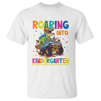 Roaring Into Kindergarten T Shirt Back to School Dinosaur T-Rex Monster Truck - Wonder Print Shop