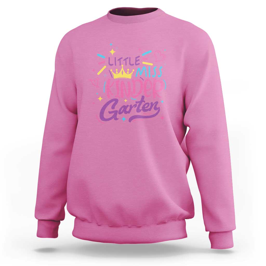 Little Miss Kindergarten Sweatshirt Back To School Crown Lovely Heart - Wonder Print Shop