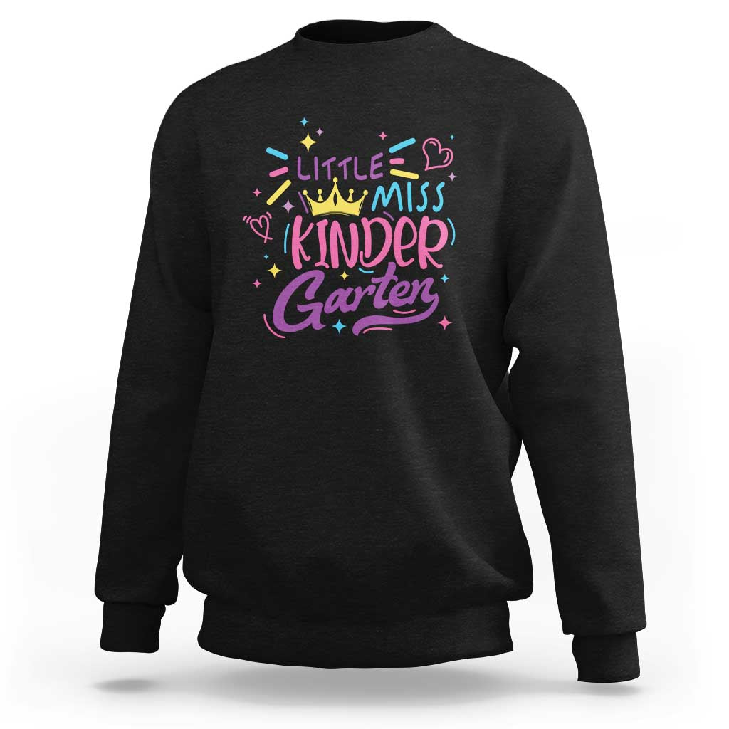 Little Miss Kindergarten Sweatshirt Back To School Crown Lovely Heart - Wonder Print Shop