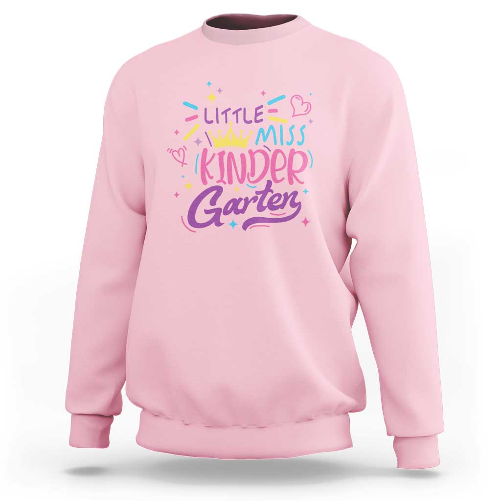 Little Miss Kindergarten Sweatshirt Back To School Crown Lovely Heart - Wonder Print Shop