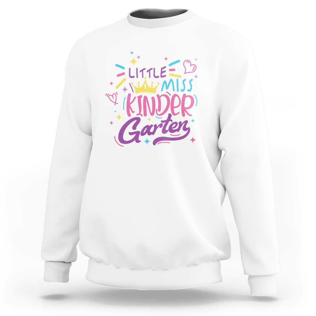 Little Miss Kindergarten Sweatshirt Back To School Crown Lovely Heart - Wonder Print Shop