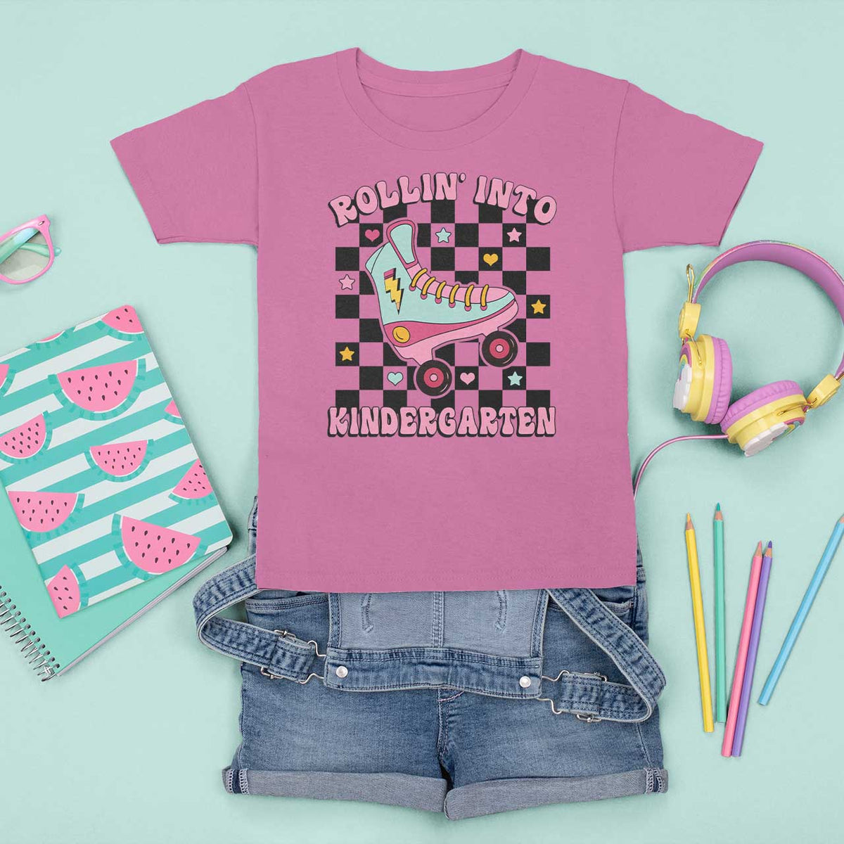 Rolling Into Kindergarten T Shirt For Kid Back To School Roller Skating Girl - Wonder Print Shop