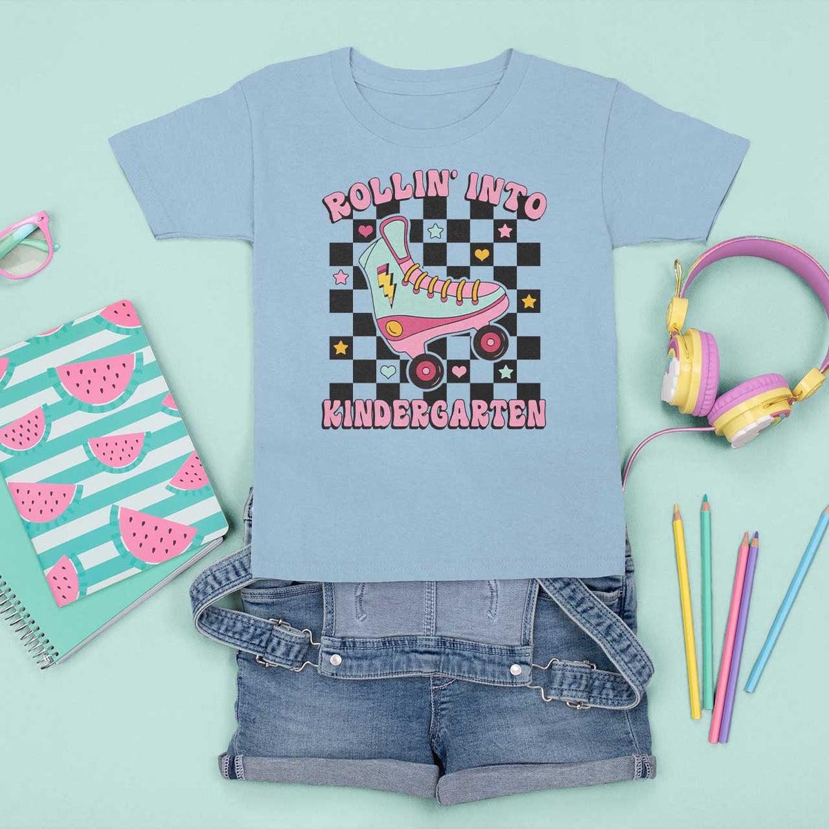 Rolling Into Kindergarten T Shirt For Kid Back To School Roller Skating Girl - Wonder Print Shop