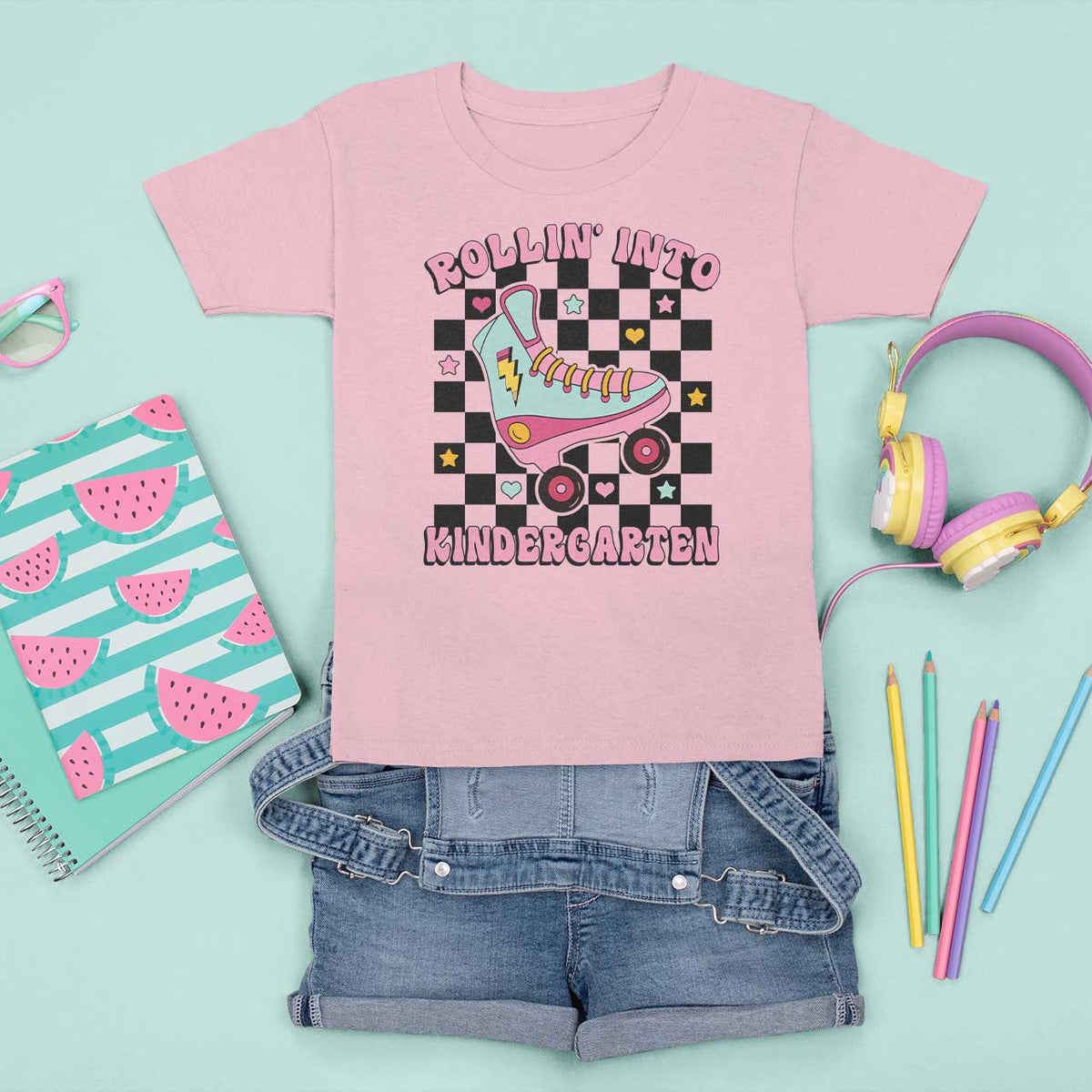 Rolling Into Kindergarten T Shirt For Kid Back To School Roller Skating Girl - Wonder Print Shop