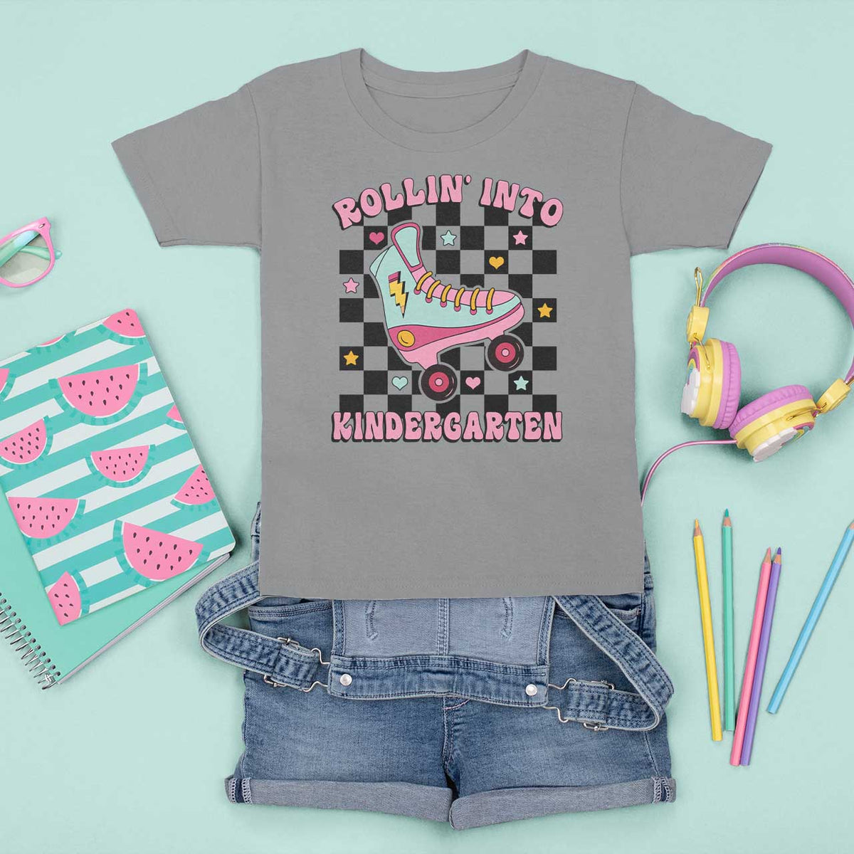 Rolling Into Kindergarten T Shirt For Kid Back To School Roller Skating Girl - Wonder Print Shop
