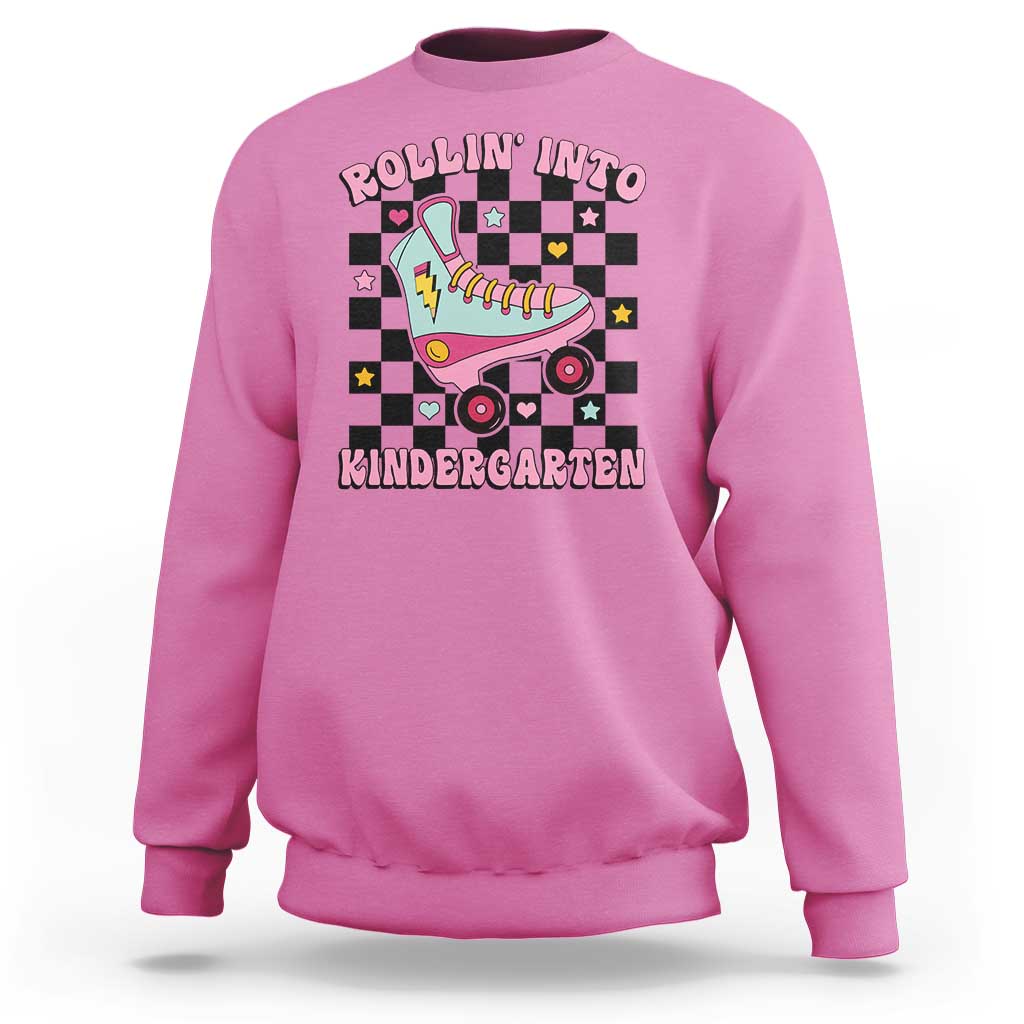 Rolling Into Kindergarten Sweatshirt Back To School Roller Skating Girl - Wonder Print Shop