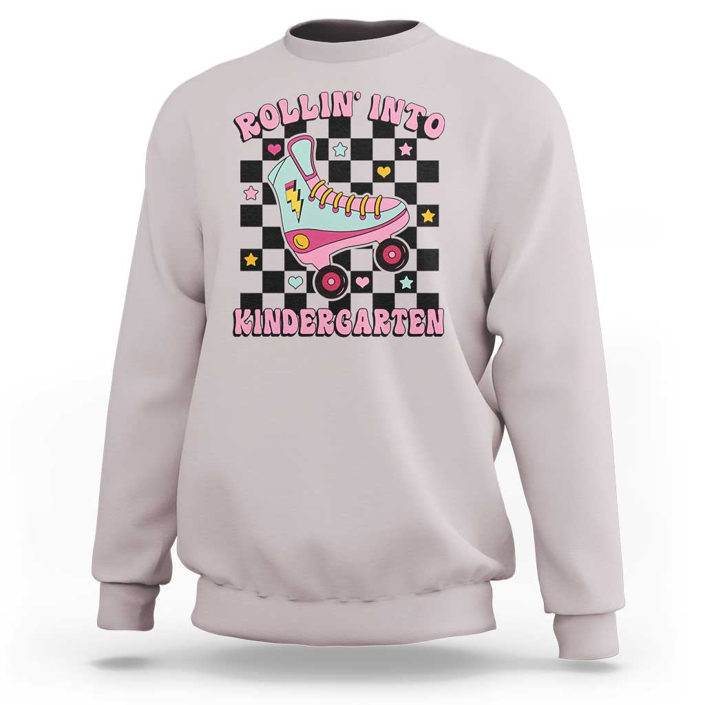 Rolling Into Kindergarten Sweatshirt Back To School Roller Skating Girl - Wonder Print Shop