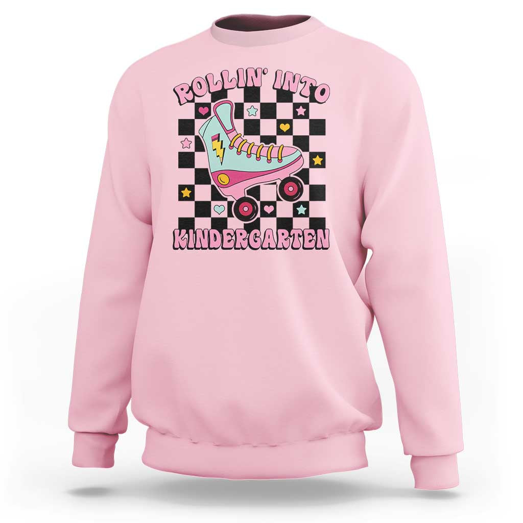 Rolling Into Kindergarten Sweatshirt Back To School Roller Skating Girl - Wonder Print Shop