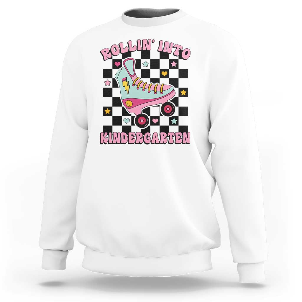 Rolling Into Kindergarten Sweatshirt Back To School Roller Skating Girl - Wonder Print Shop