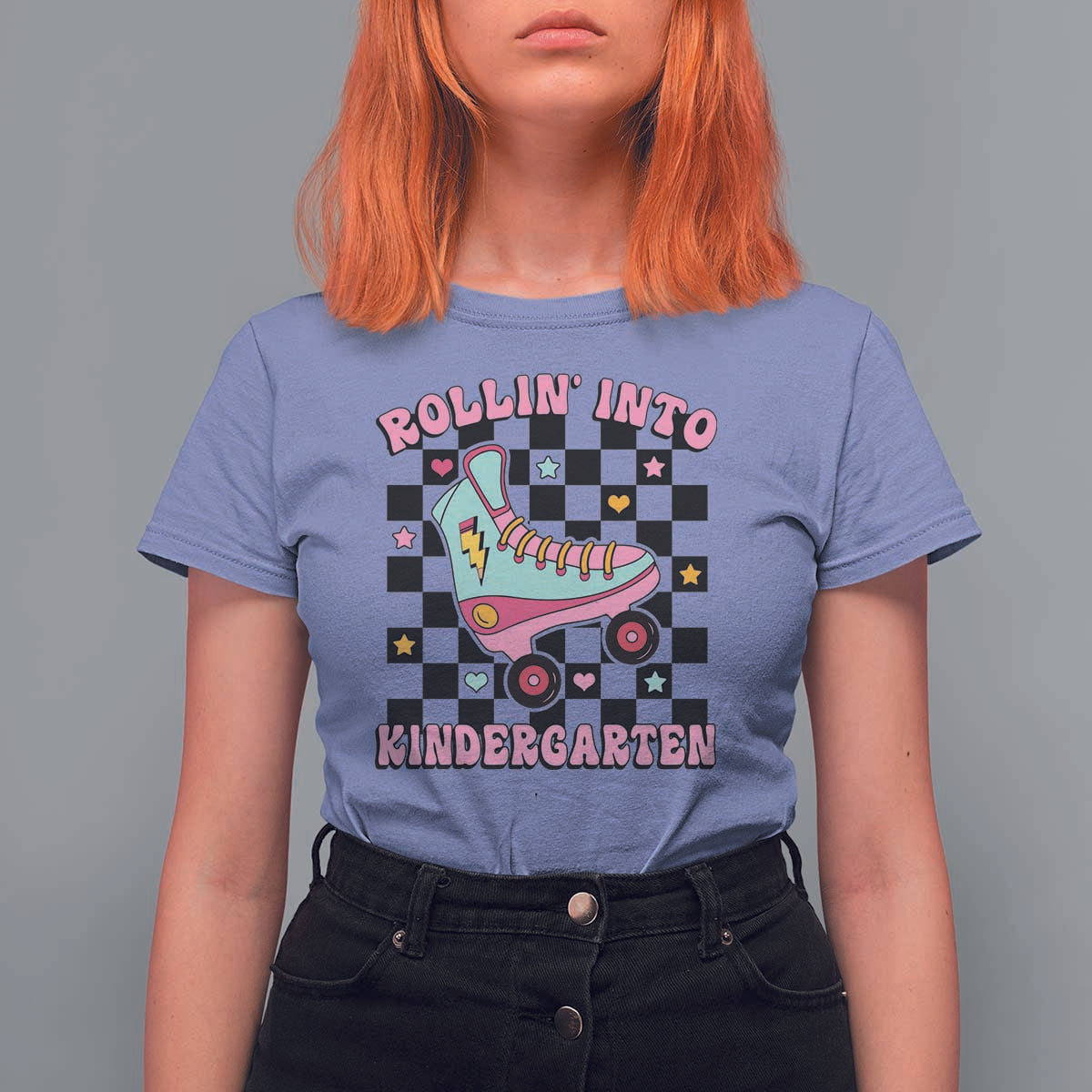 Rolling Into Kindergarten T Shirt For Women Back To School Roller Skating Girl - Wonder Print Shop