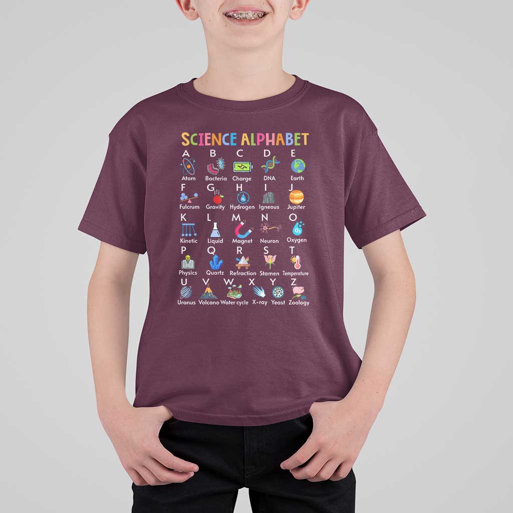Science T Shirt For Kid Alphabet Physical Is All Around Us Teacher - Wonder Print Shop