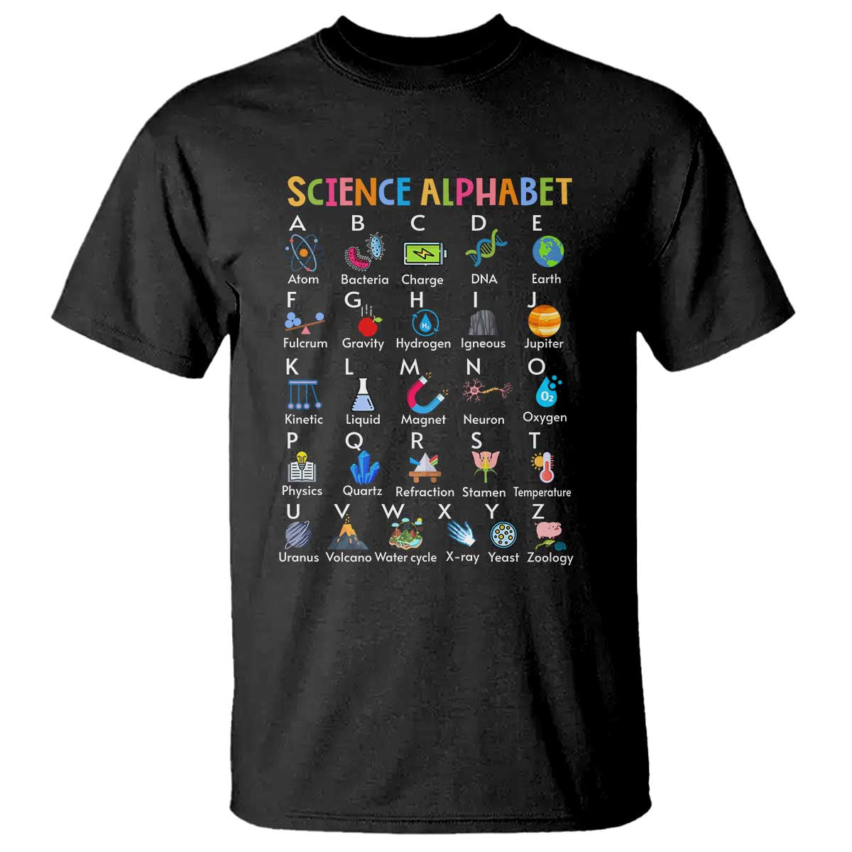 Science T Shirt Alphabet Physical Is All Around Us Teacher - Wonder Print Shop