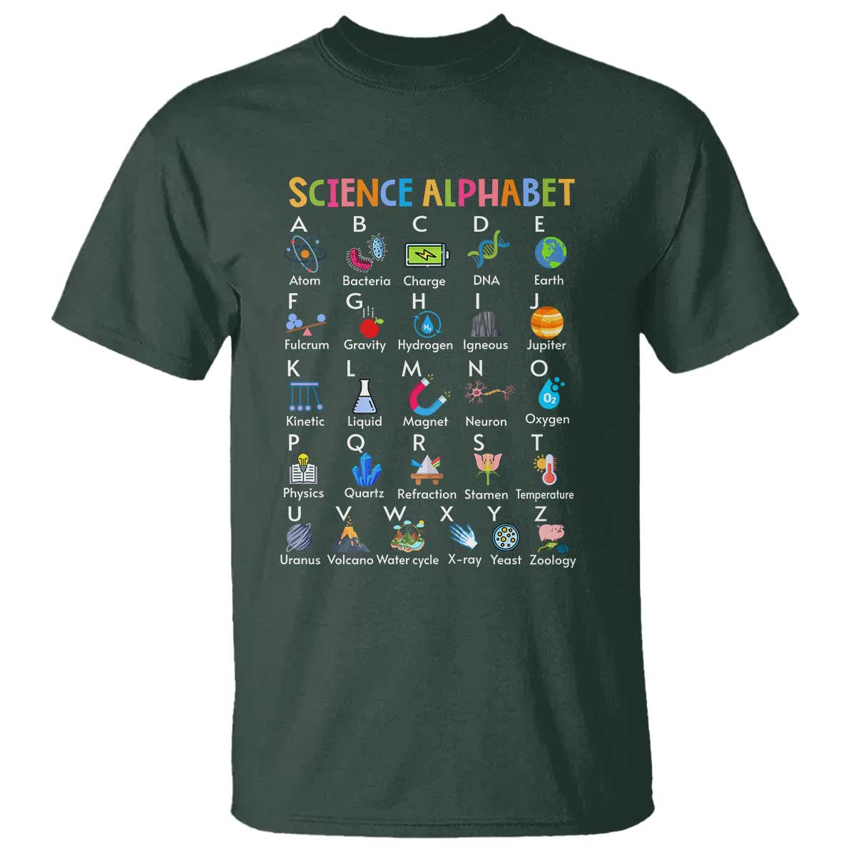 Science T Shirt Alphabet Physical Is All Around Us Teacher - Wonder Print Shop