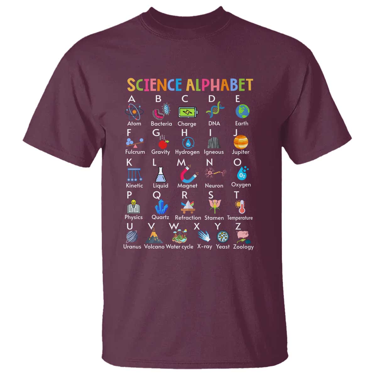 Science T Shirt Alphabet Physical Is All Around Us Teacher - Wonder Print Shop