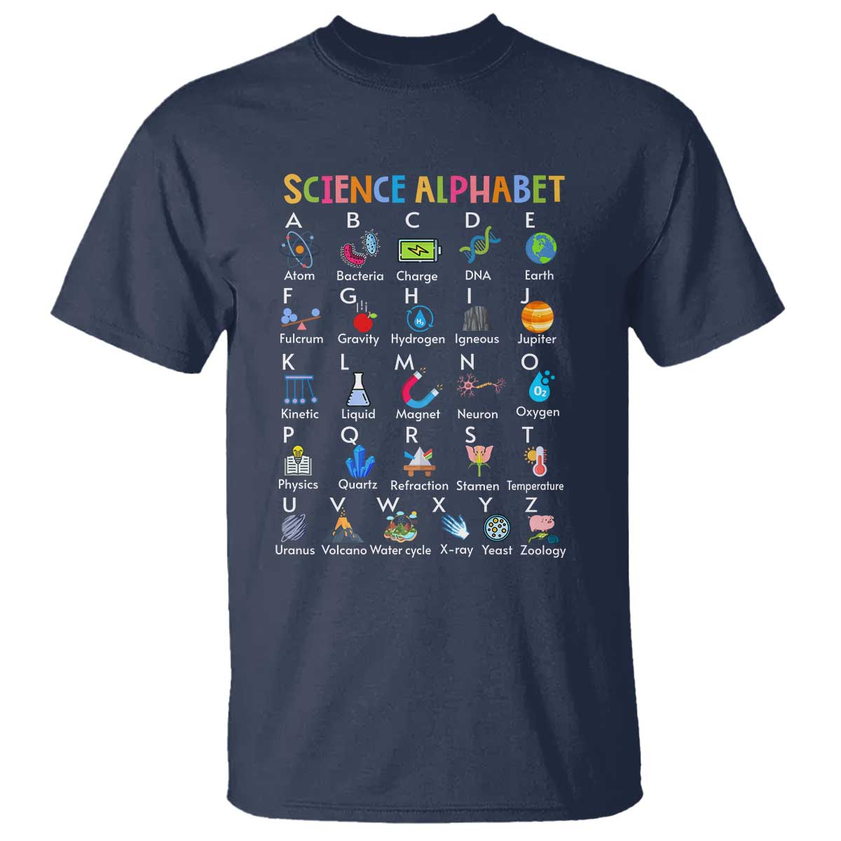 Science T Shirt Alphabet Physical Is All Around Us Teacher - Wonder Print Shop