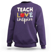 Inspirational Teacher Sweatshirt Teach Love Inspire Apple Pencil Ruler - Wonder Print Shop