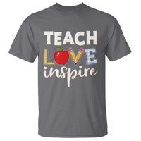 Inspirational Teacher T Shirt Teach Love Inspire Apple Pencil Ruler - Wonder Print Shop