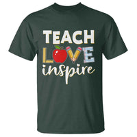 Inspirational Teacher T Shirt Teach Love Inspire Apple Pencil Ruler - Wonder Print Shop