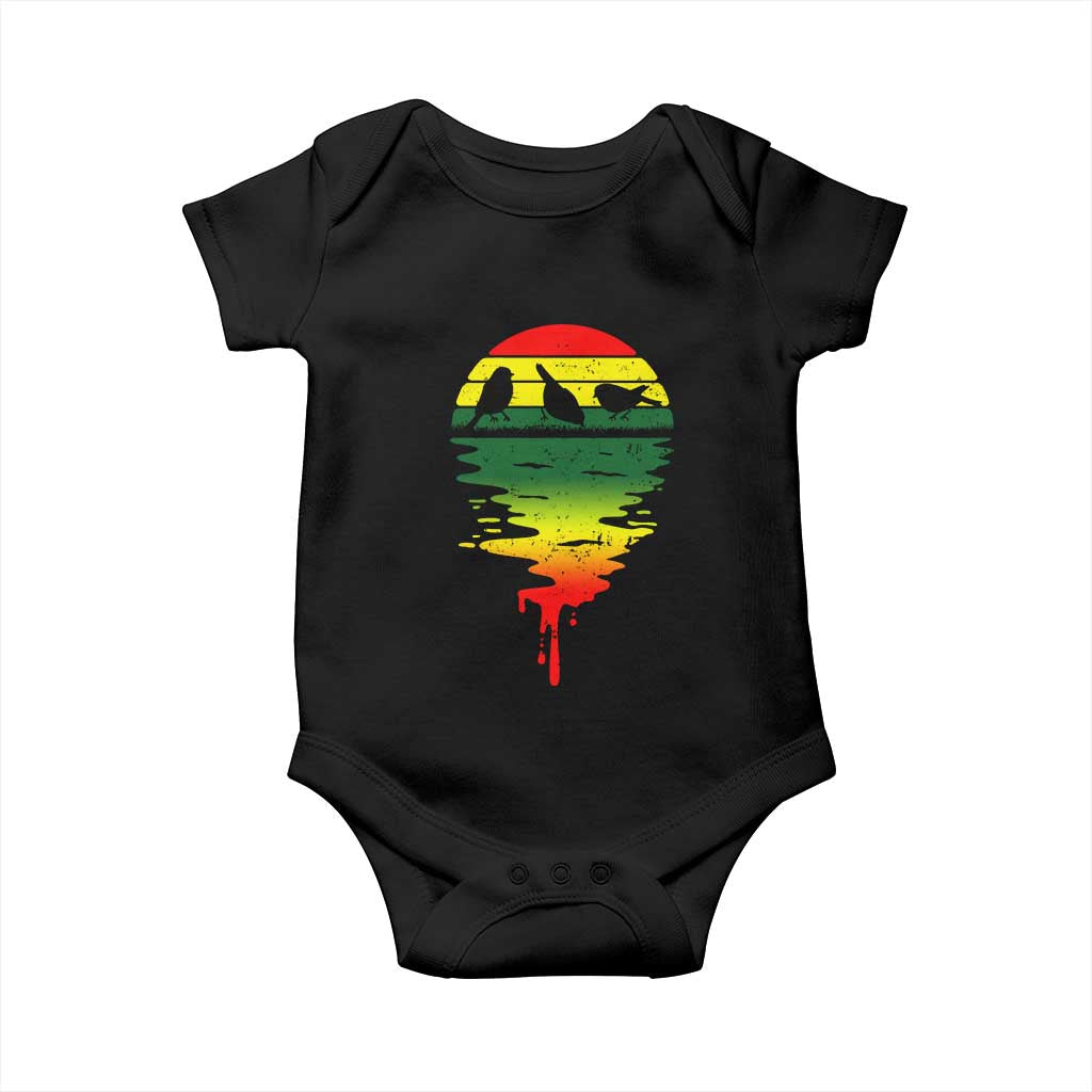 Three Birds Baby Onesie Rasta Sunset Reggae Music Jamaica Reflection - Wonder Print Shop