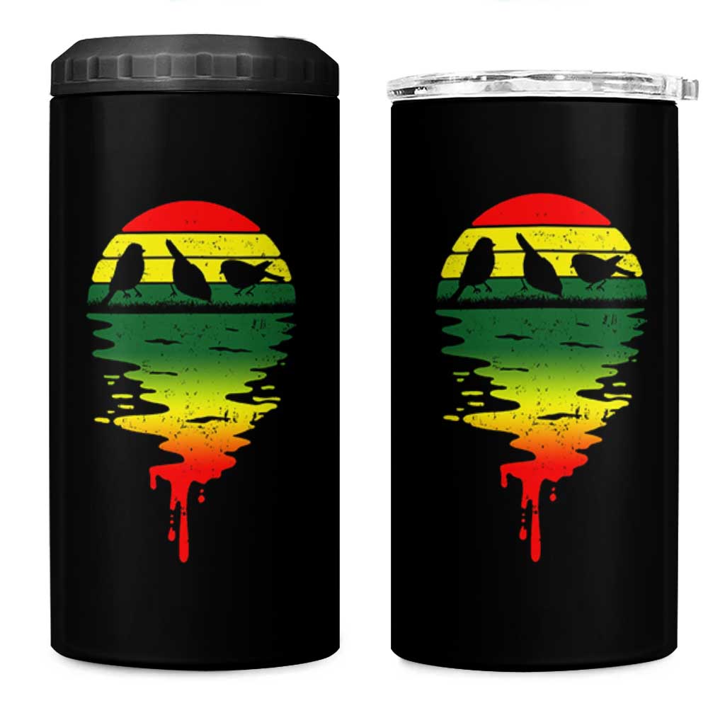 Three Birds 4 in 1 Can Cooler Tumbler Rasta Sunset Reggae Music Jamaica Reflection - Wonder Print Shop