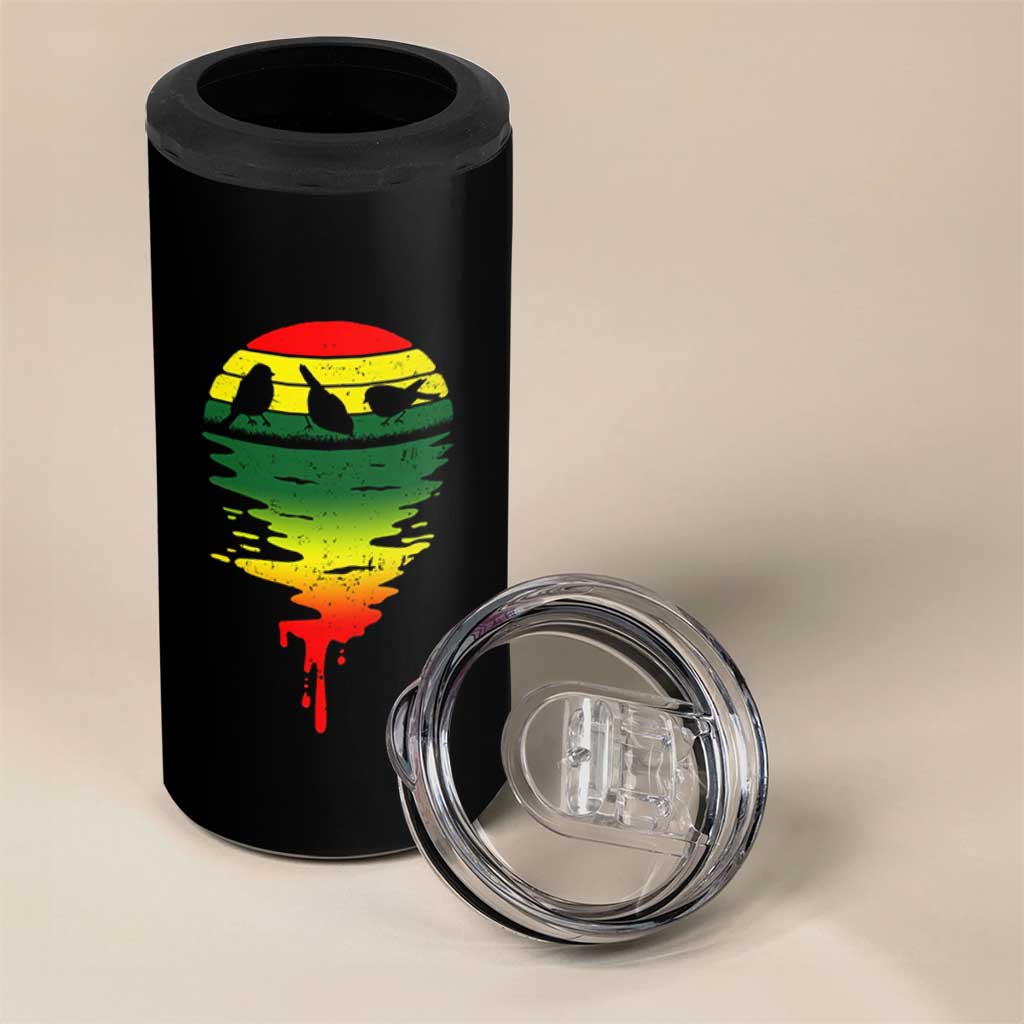 Three Birds 4 in 1 Can Cooler Tumbler Rasta Sunset Reggae Music Jamaica Reflection - Wonder Print Shop