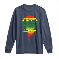 Three Birds Long Sleeve Shirt Rasta Sunset Reggae Music Jamaica Reflection - Wonder Print Shop