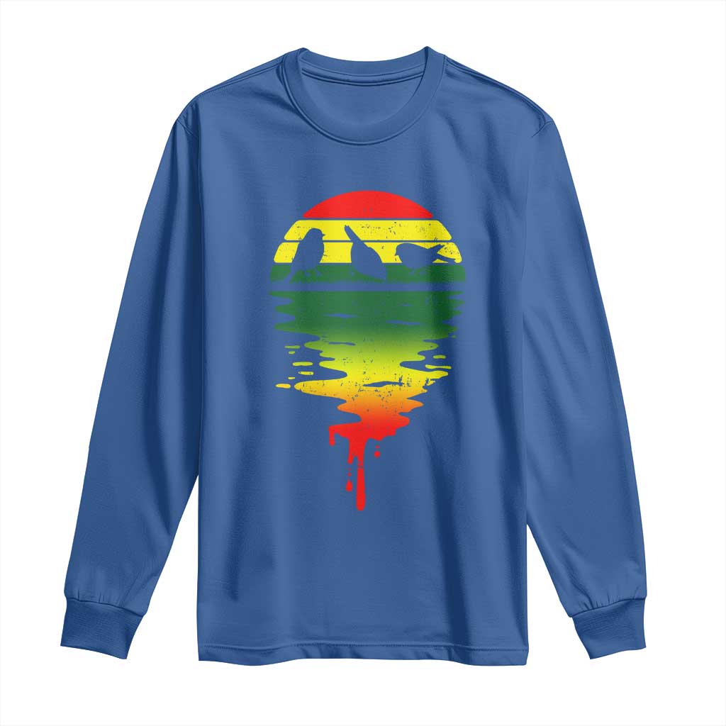 Three Birds Long Sleeve Shirt Rasta Sunset Reggae Music Jamaica Reflection - Wonder Print Shop