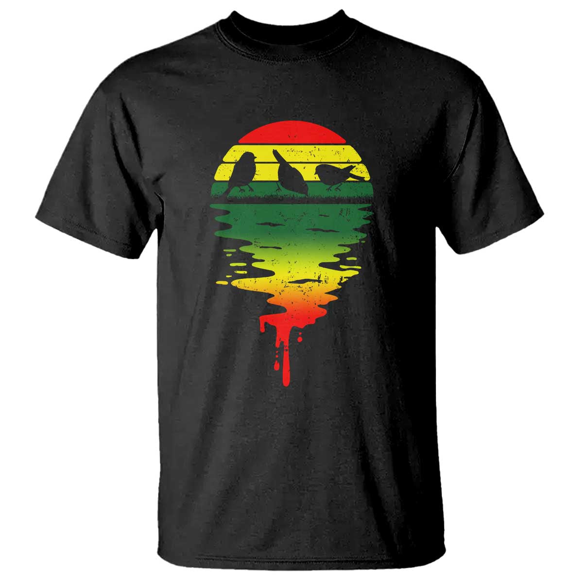 Three Birds T Shirt Rasta Sunset Reggae Music Jamaica Reflection - Wonder Print Shop