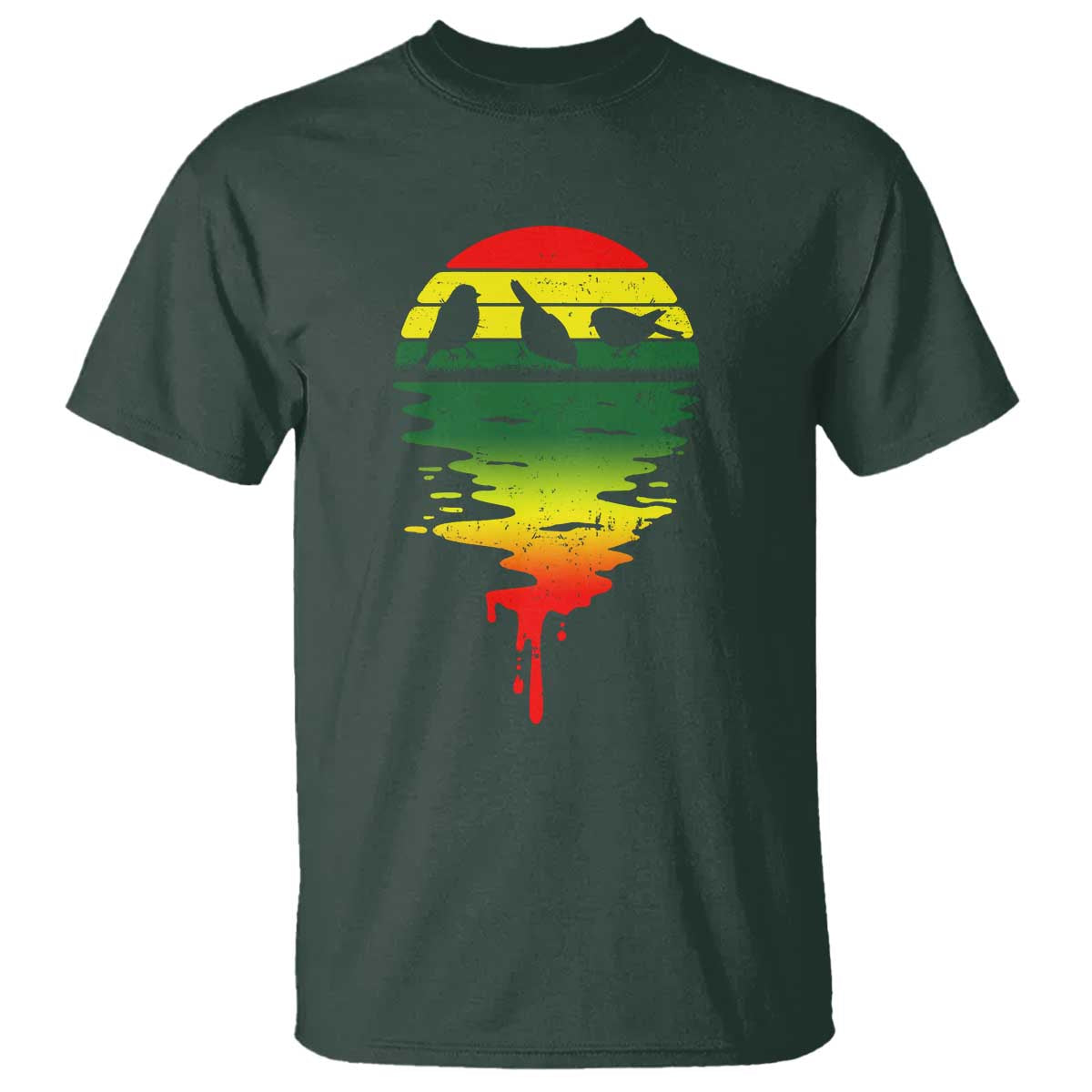 Three Birds T Shirt Rasta Sunset Reggae Music Jamaica Reflection - Wonder Print Shop