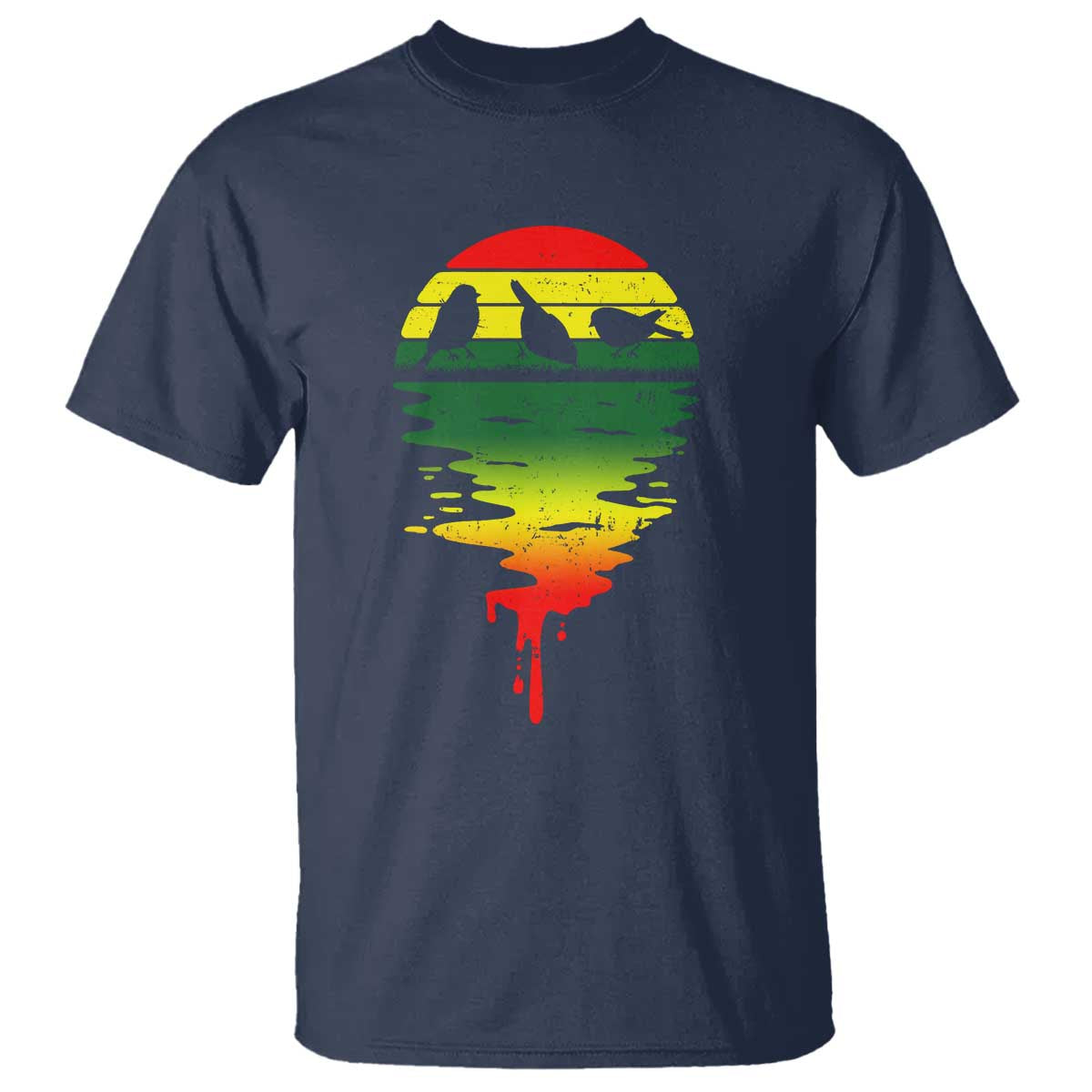 Three Birds T Shirt Rasta Sunset Reggae Music Jamaica Reflection - Wonder Print Shop