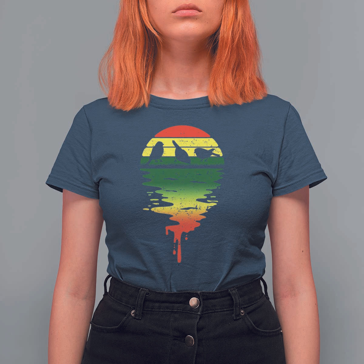 Three Birds T Shirt For Women Rasta Sunset Reggae Music Jamaica Reflection - Wonder Print Shop