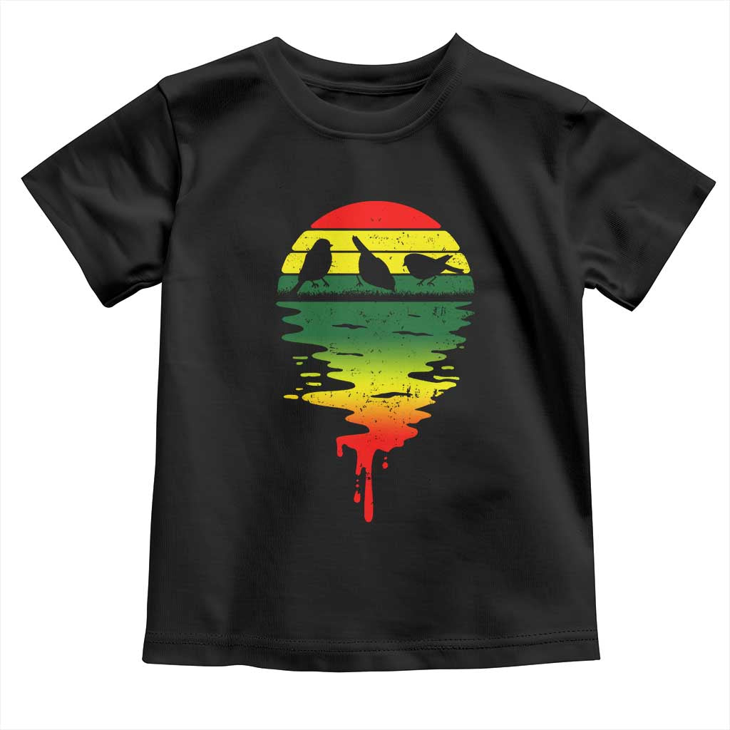 Three Birds Toddler T Shirt Rasta Sunset Reggae Music Jamaica Reflection - Wonder Print Shop