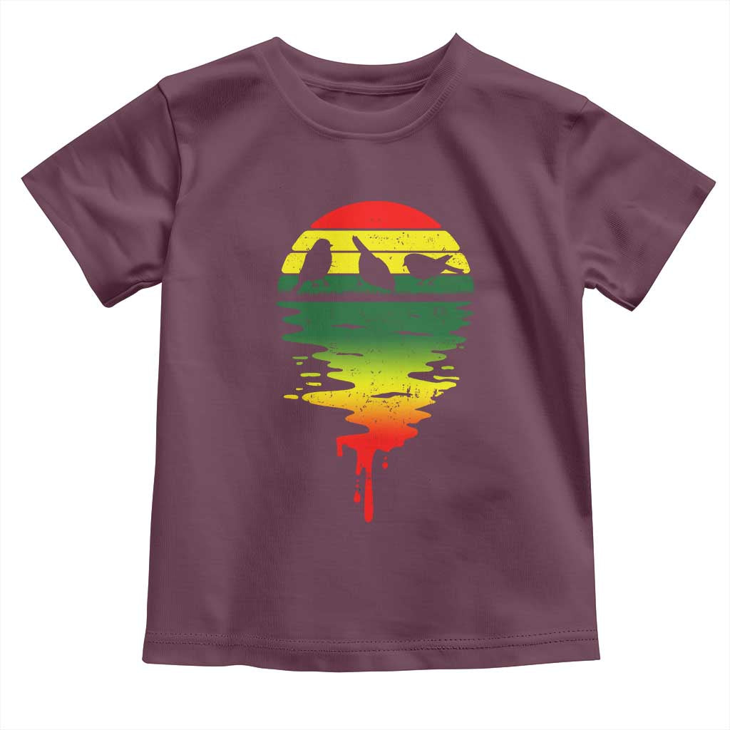 Three Birds Toddler T Shirt Rasta Sunset Reggae Music Jamaica Reflection - Wonder Print Shop