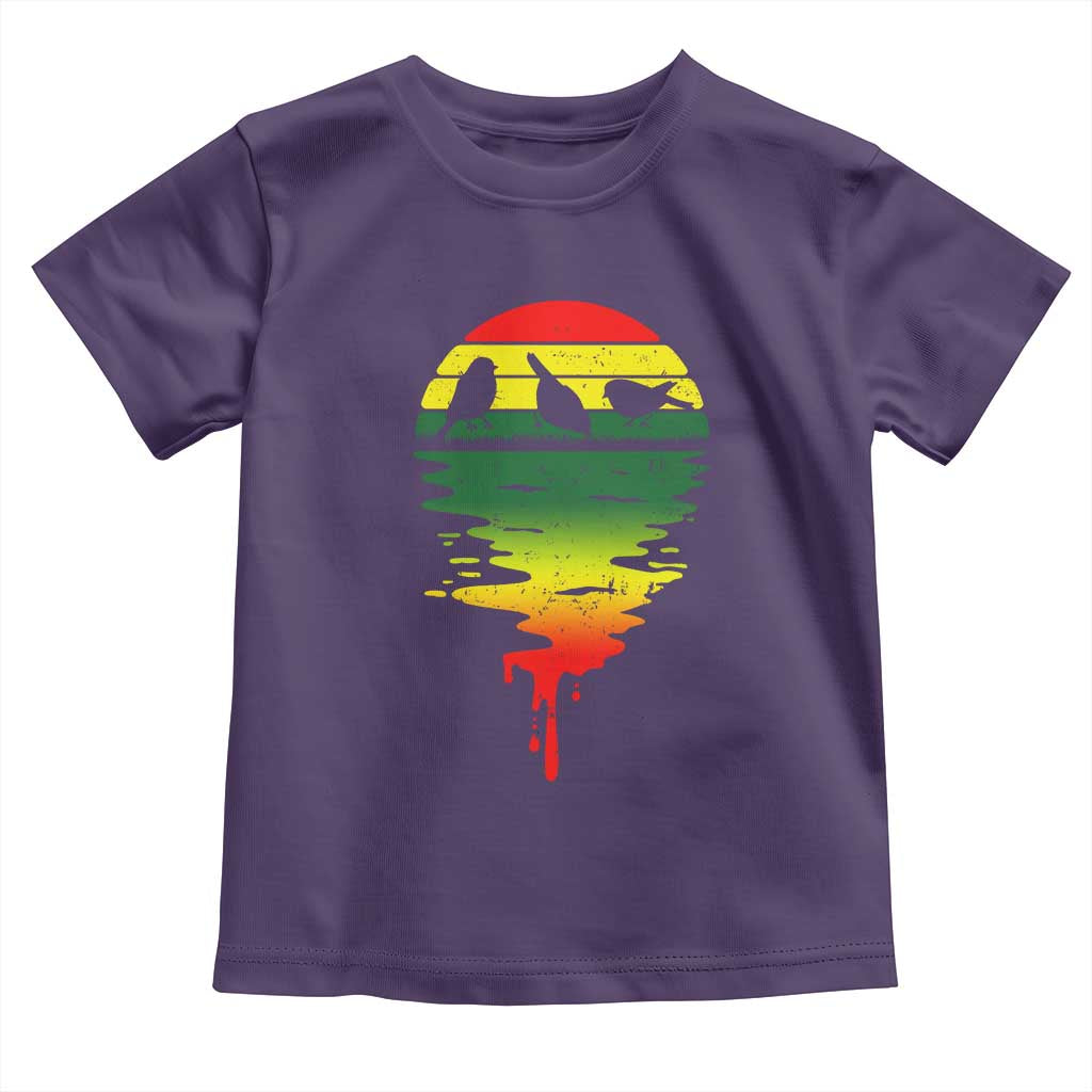 Three Birds Toddler T Shirt Rasta Sunset Reggae Music Jamaica Reflection - Wonder Print Shop