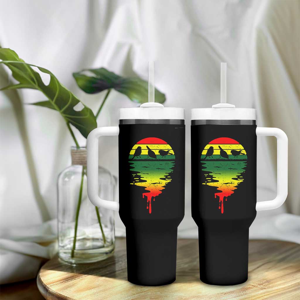 Three Birds Tumbler With Handle Rasta Sunset Reggae Music Jamaica Reflection - Wonder Print Shop