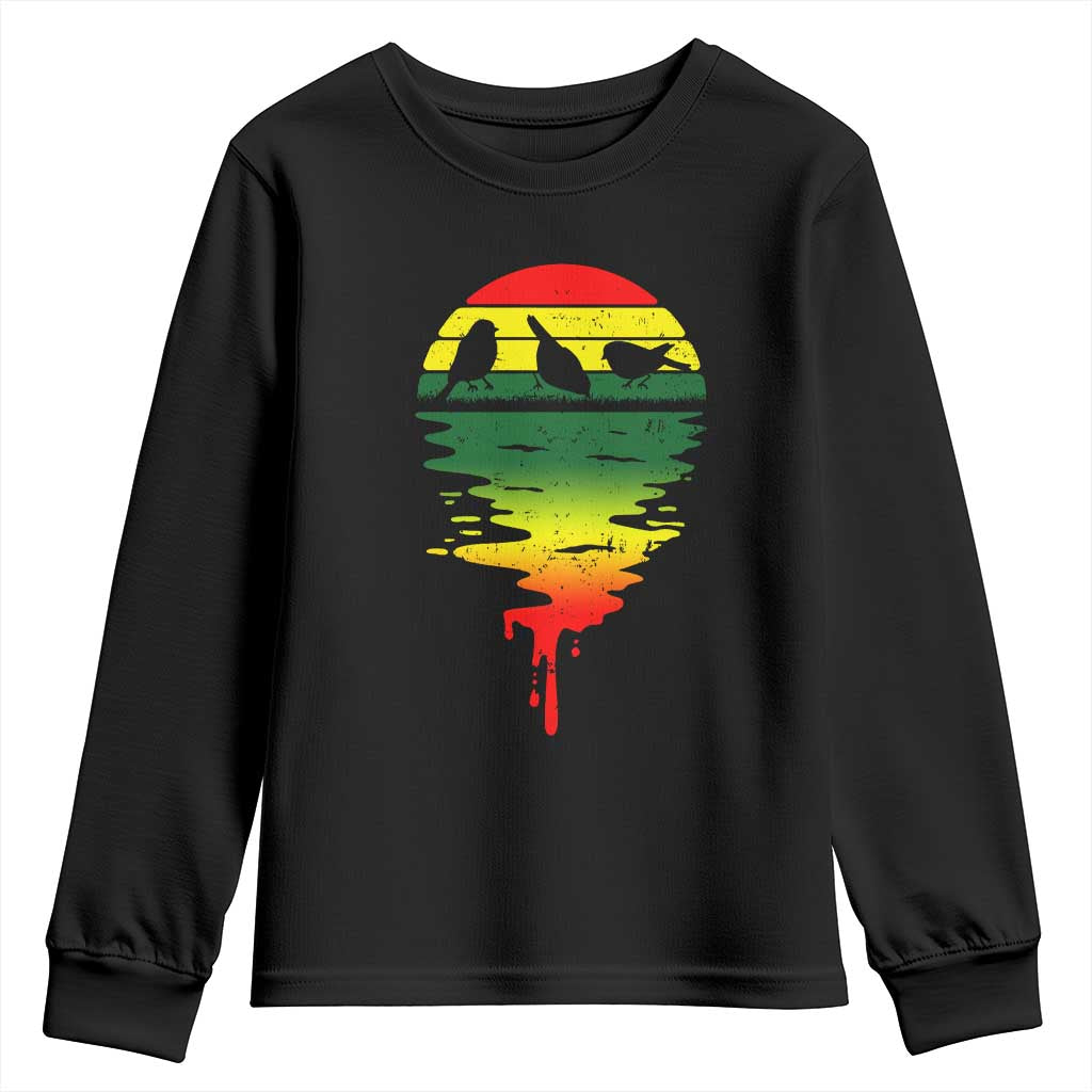 Three Birds Youth Sweatshirt Rasta Sunset Reggae Music Jamaica Reflection - Wonder Print Shop