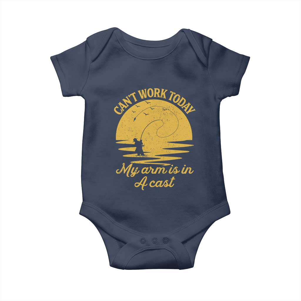 Funny Cant Work Today My Arm Is In A Cast Baby Onesie Fly Fishing Fathers Day - Wonder Print Shop