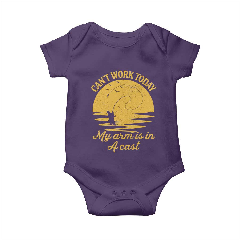 Funny Cant Work Today My Arm Is In A Cast Baby Onesie Fly Fishing Fathers Day - Wonder Print Shop