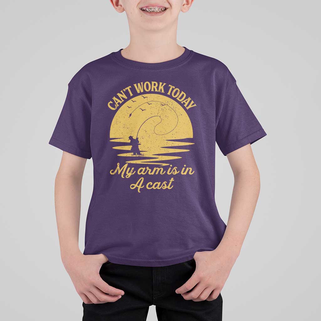 Funny Cant Work Today My Arm Is In A Cast T Shirt For Kid Fly Fishing Fathers Day - Wonder Print Shop