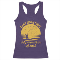 Funny Cant Work Today My Arm Is In A Cast Racerback Tank Top Fly Fishing Fathers Day - Wonder Print Shop