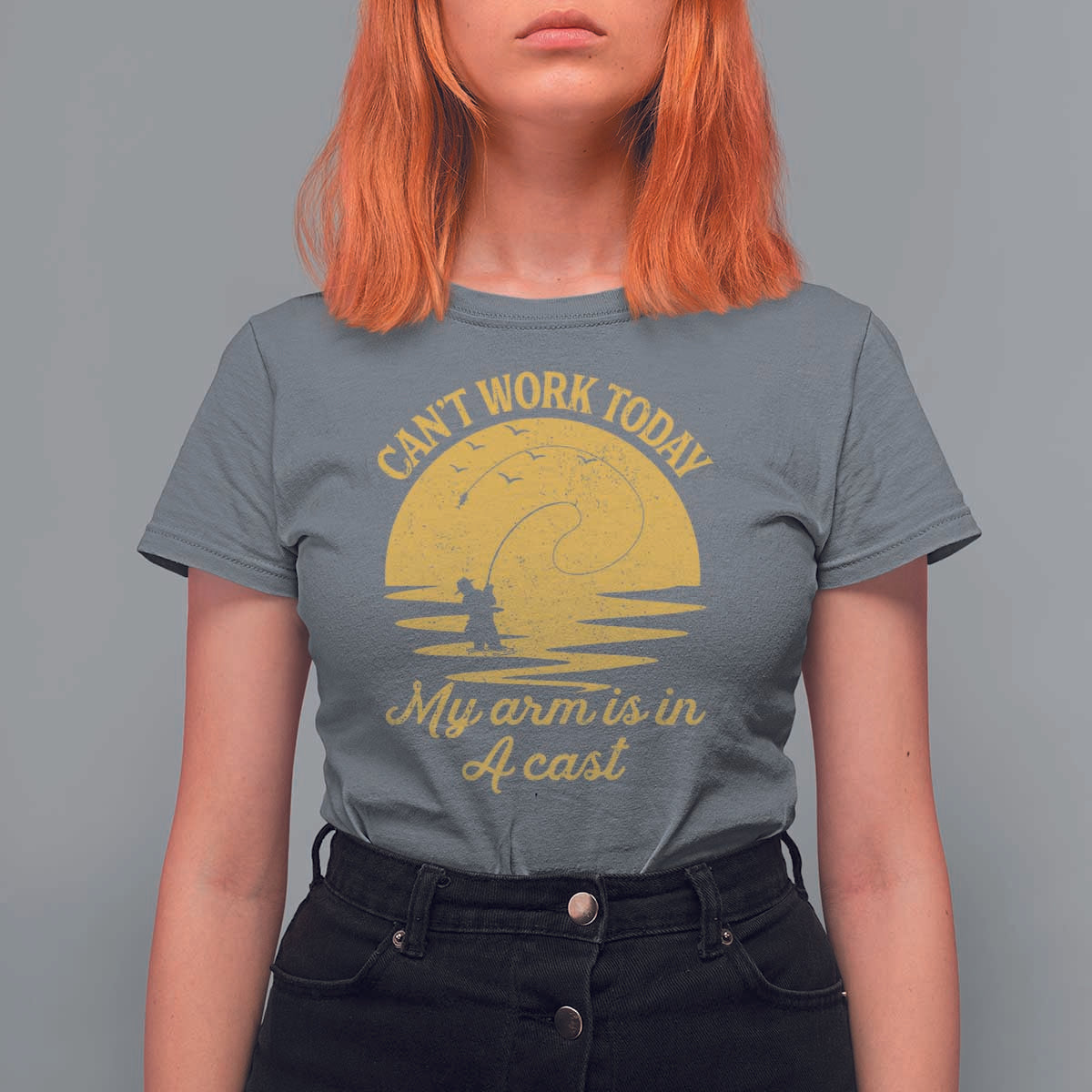 Funny Cant Work Today My Arm Is In A Cast T Shirt For Women Fly Fishing Fathers Day - Wonder Print Shop