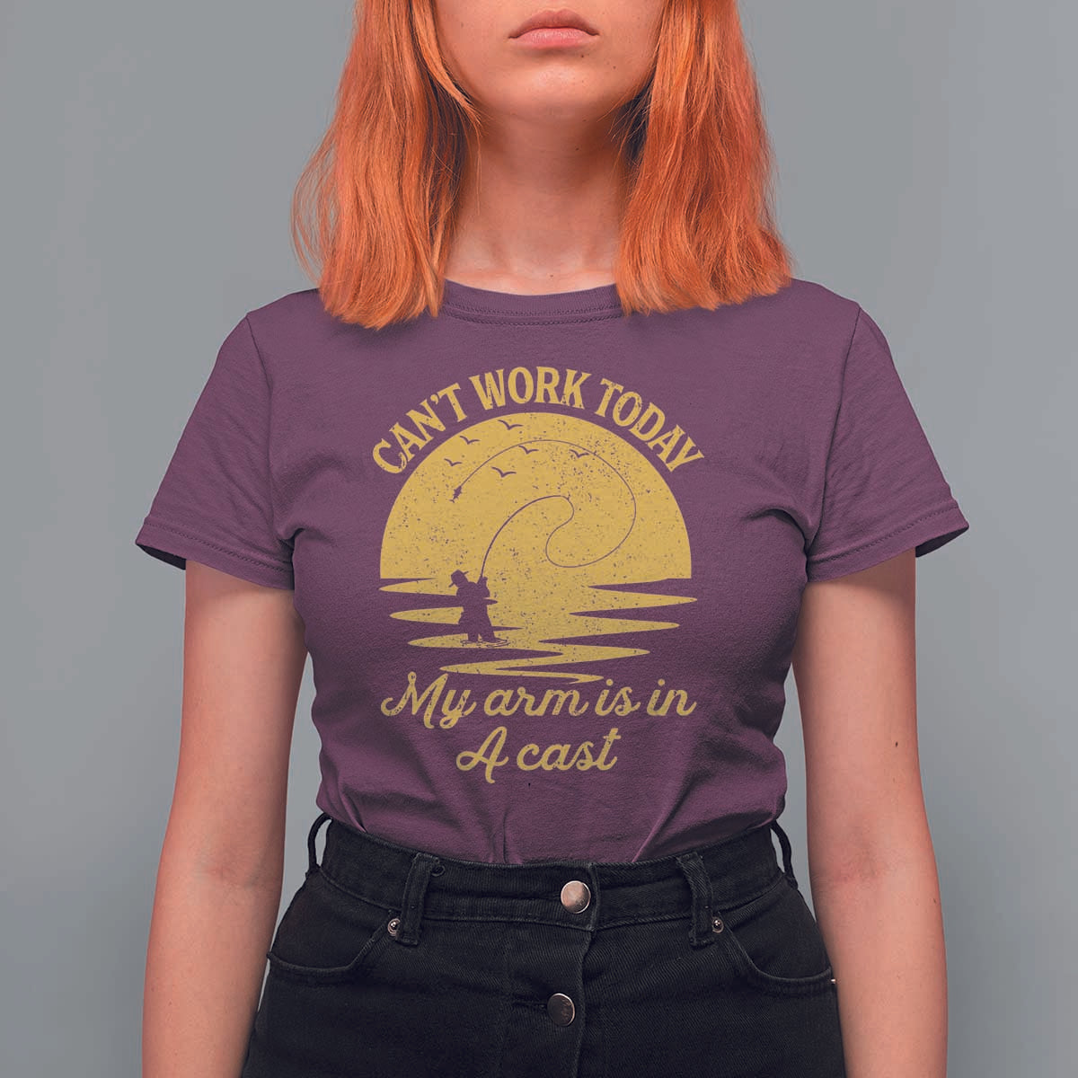 Funny Cant Work Today My Arm Is In A Cast T Shirt For Women Fly Fishing Fathers Day - Wonder Print Shop