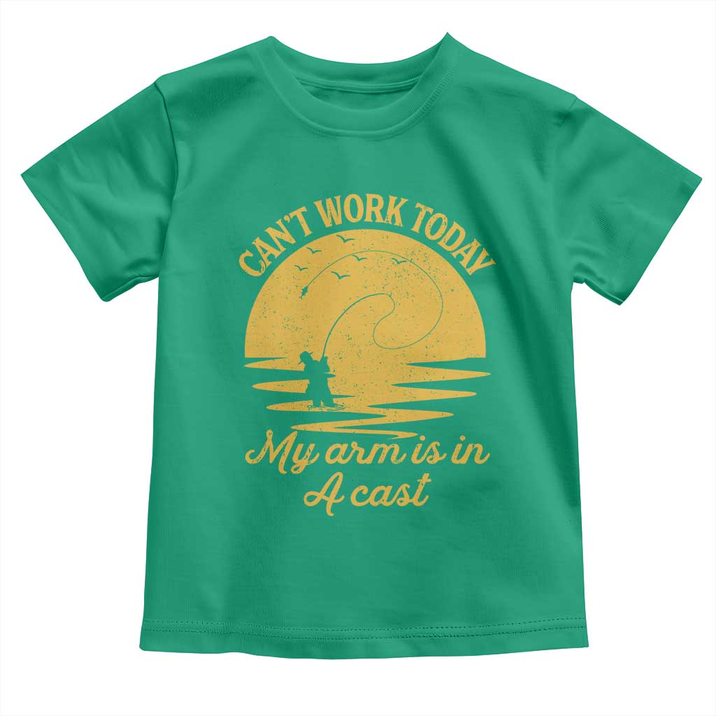 Funny Cant Work Today My Arm Is In A Cast Toddler T Shirt Fly Fishing Fathers Day - Wonder Print Shop